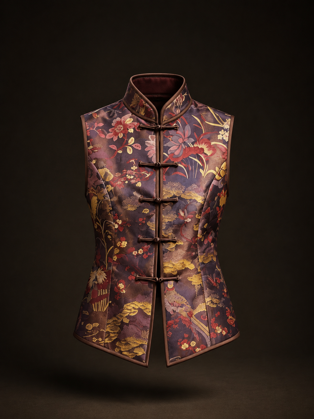 Burgundy Floral Vest