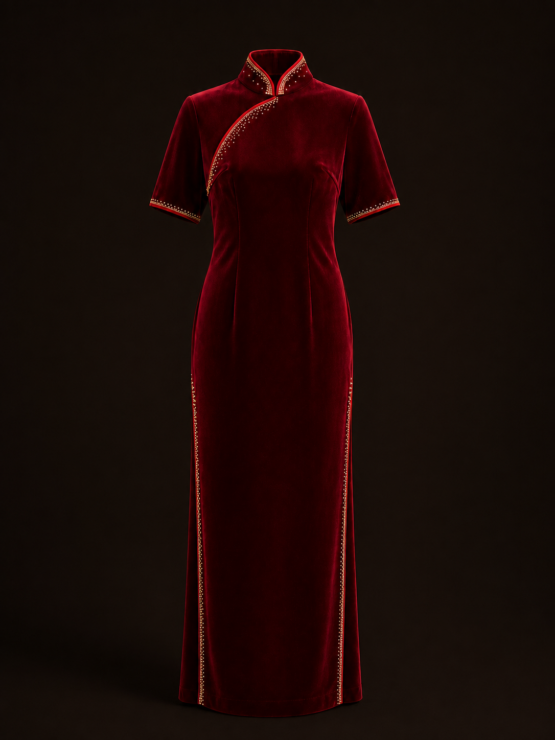 Garnet Velvet Gilded Qipao