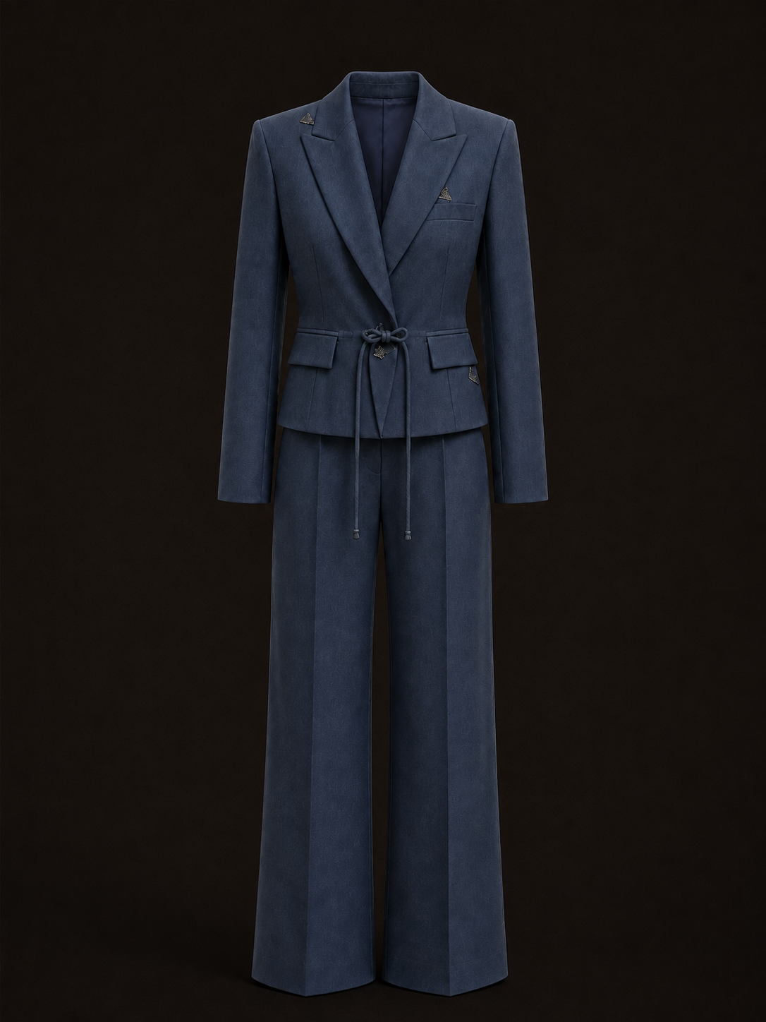Ink-Blue Corded Waist Blazer