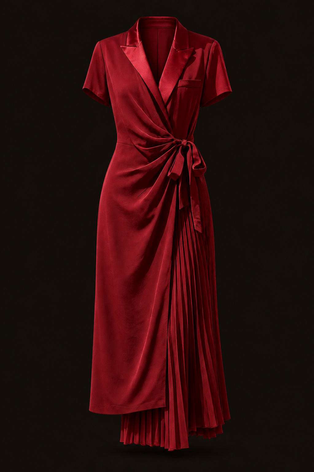 Garnet Pleated Wrap Dress