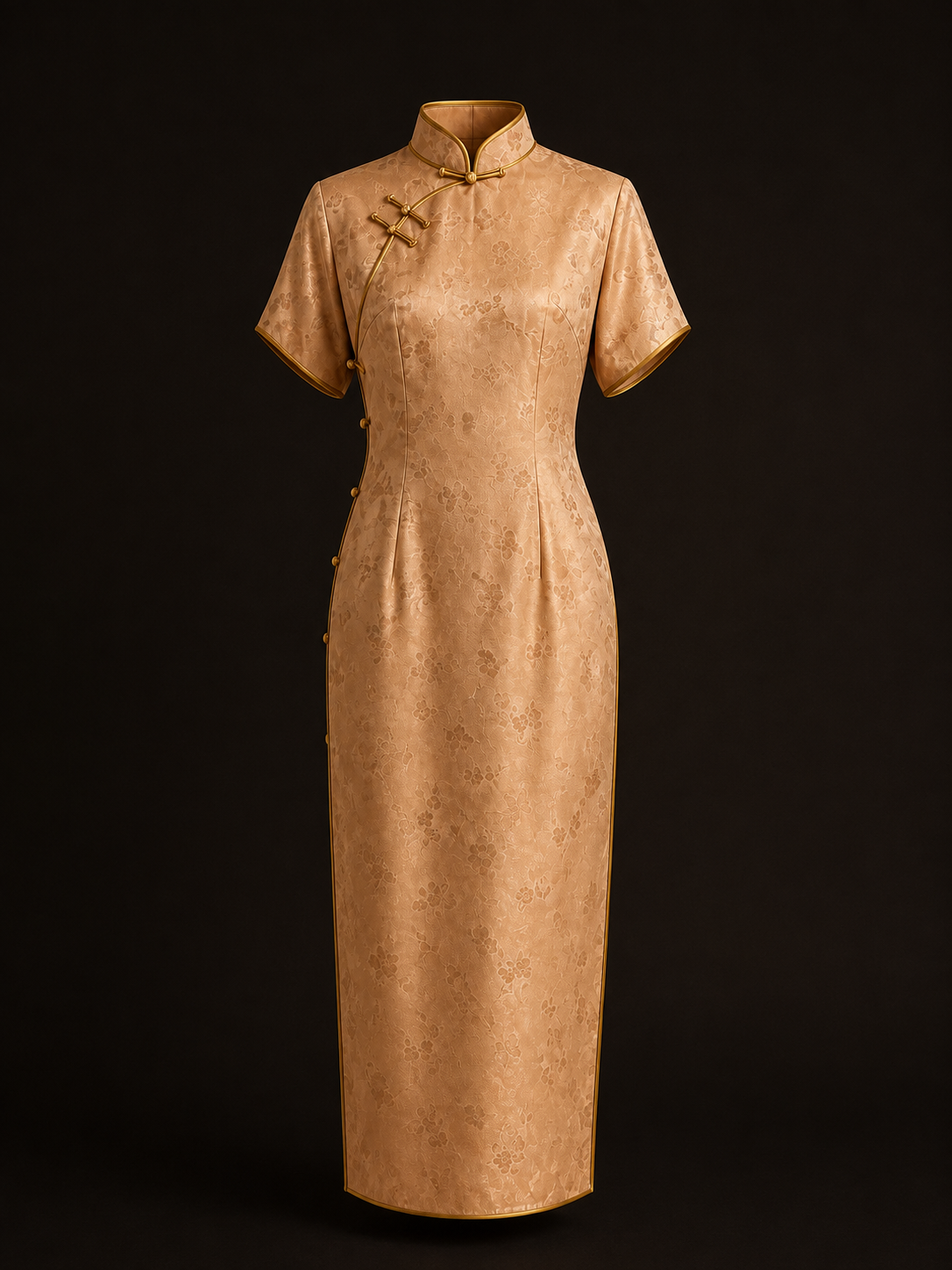 Amber Cloud-Jacquard Qipao